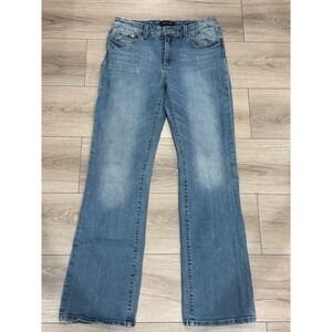 Seven7 Women Medium Wash Bootcut Jeans Size 10 Embroidered Pockets Stretch Denim